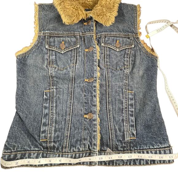 ASO Rachel Green Friends Y2K GAP Sherpa Lined Denim Vest SIZE Small Womens - Picture 6 of 10